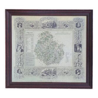 Old framed map Côte d'Or XIXth universal atlas
