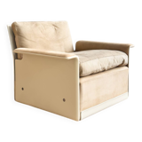 Fauteuil design 620 en cuir suédé beige par Dieter Rams, Vitsœ, Mid-Century