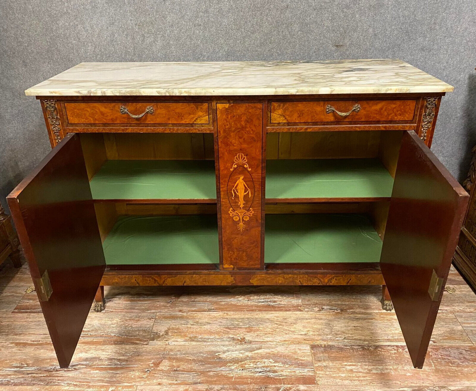 Empire / charles x buffet in noble wood marquetry around 1850