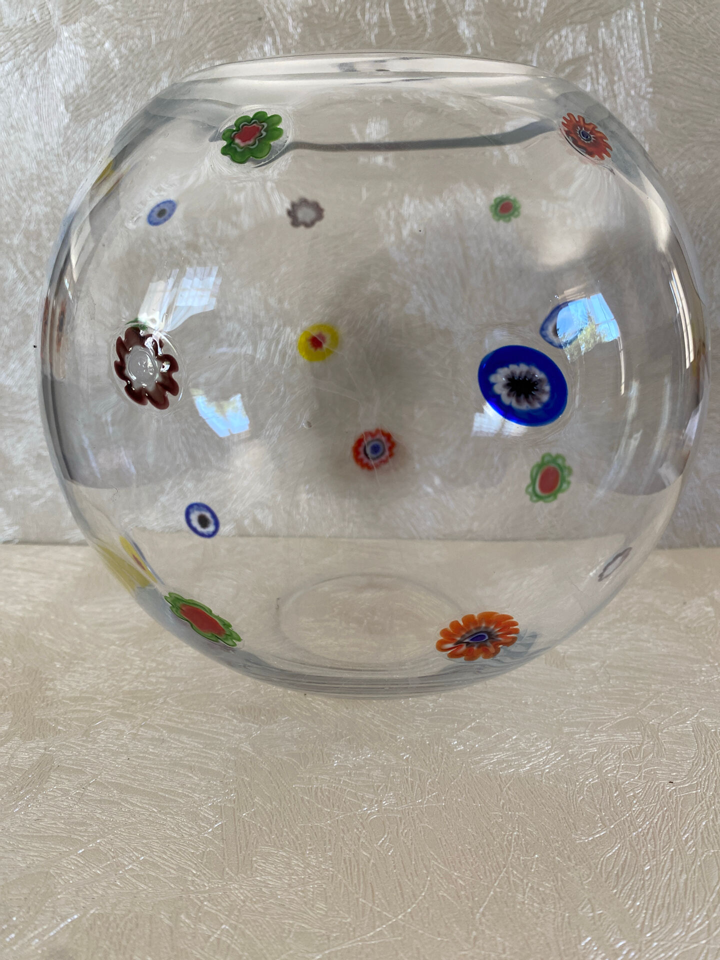 Art glass round vase, Millefiori technique (Murano style)
