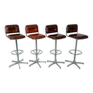 Tabourets de bar en chrome - cuir couleur