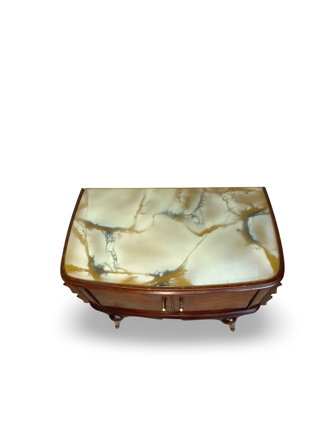 Tables de chevet plaquées en palissandre avec plateau en onyx vert