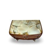 Tables de chevet plaquées en palissandre avec plateau en onyx vert