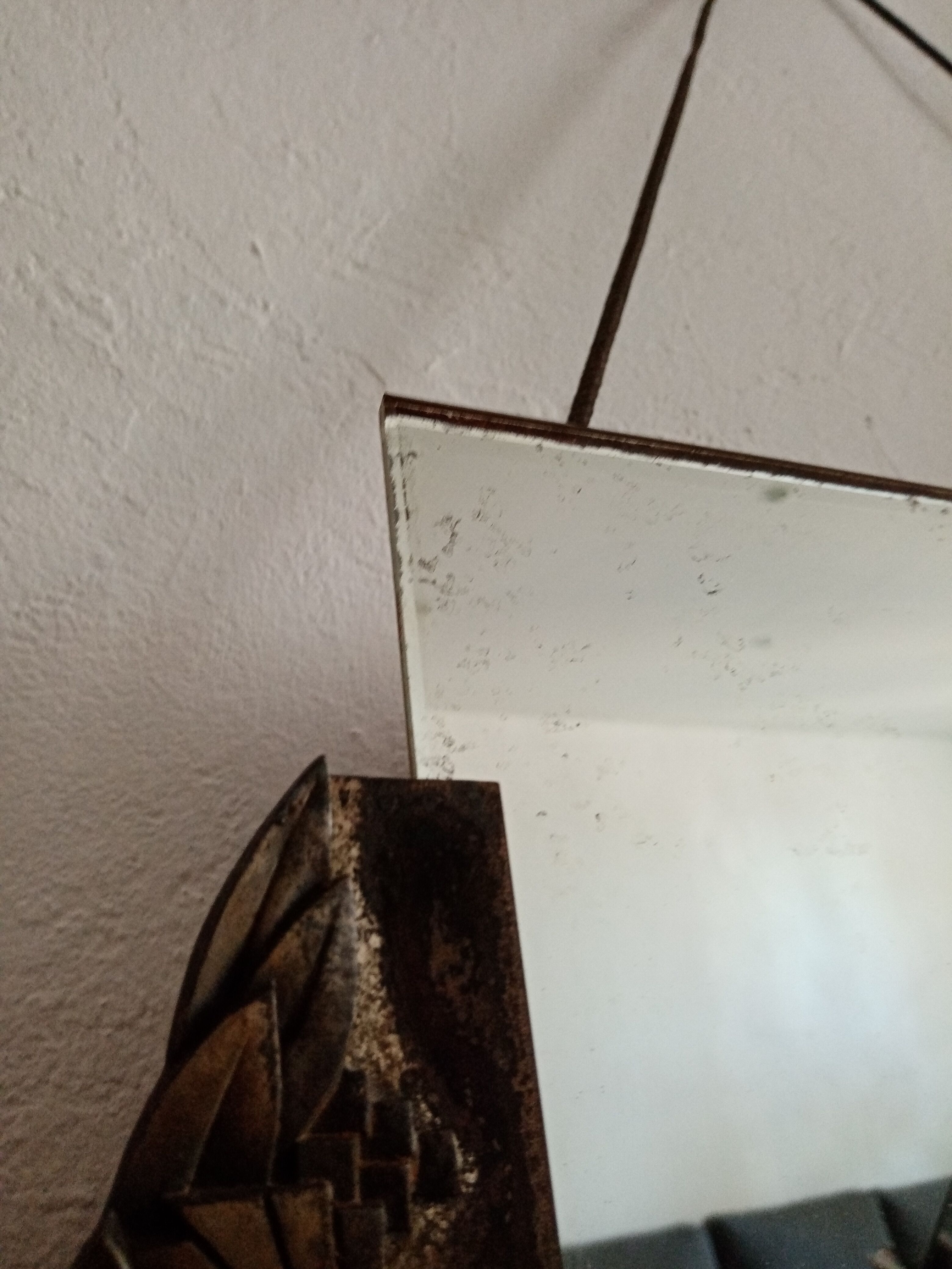 Old Art Deco mirror metal pompoms 45x75cm