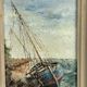 Oil on canvas Boat at the coast of Etel Damgan, Morbihan - H. Delille