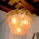 Chandelier "Leaves" murano mazzega, pink glass, italy, 1960