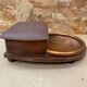 Antique cigarette tobacco dispenser wood & copper 1960s vintage