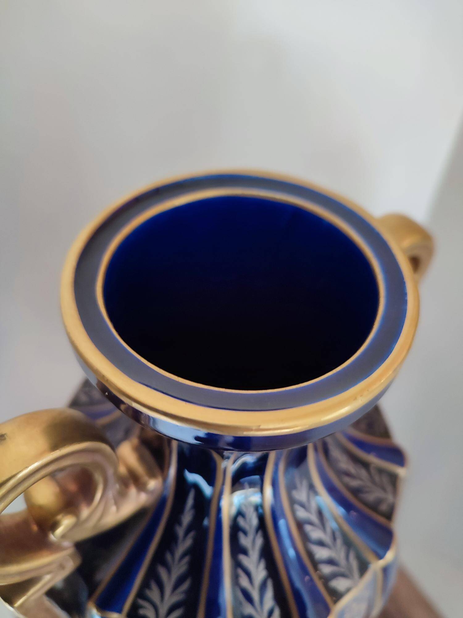 Two-handled baluster vase in late 19th century earthenware from the Gustave Asch factory (1856-1911)