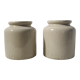 Pot à moutarde vintage LAB-Lagny en grès vernissé beige (x2)