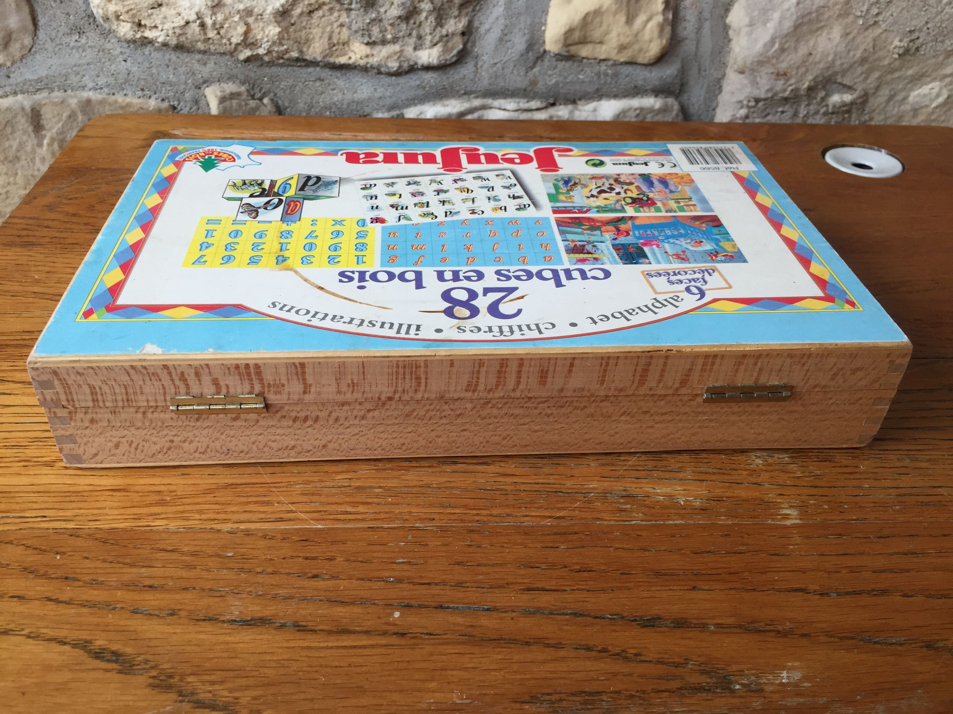 Jeu De Cubes En Bois Vintage Complet - Avec Sa Boîte D'origine - Occasion - Jeu éducatif Ancien