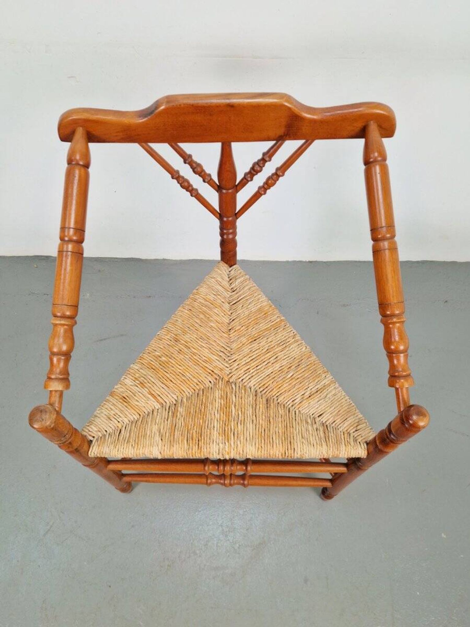 Dutch Bobbin and Rush Corner Chair, 1950s
