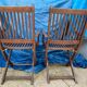 Set of 4 folding chairs/armchairs with armrests in exotic wood