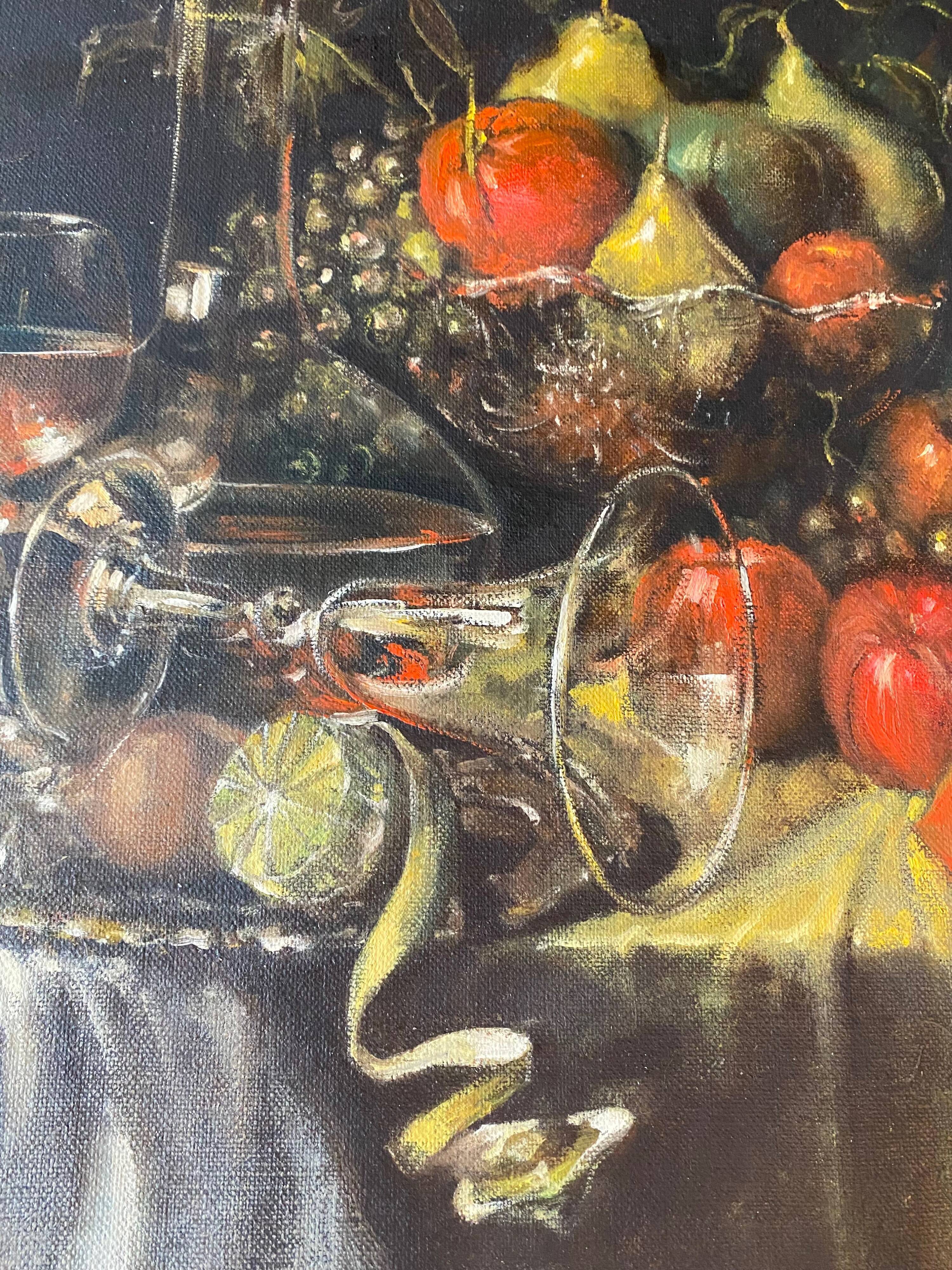 Painting "Still life with lemon" cf. Pieter Claesz by Yoram LUKOV (born in 1940)