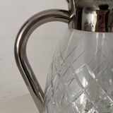 Cut glass and silver-plated metal ice carafe