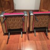 Pair of vintage armchairs in skai and fur