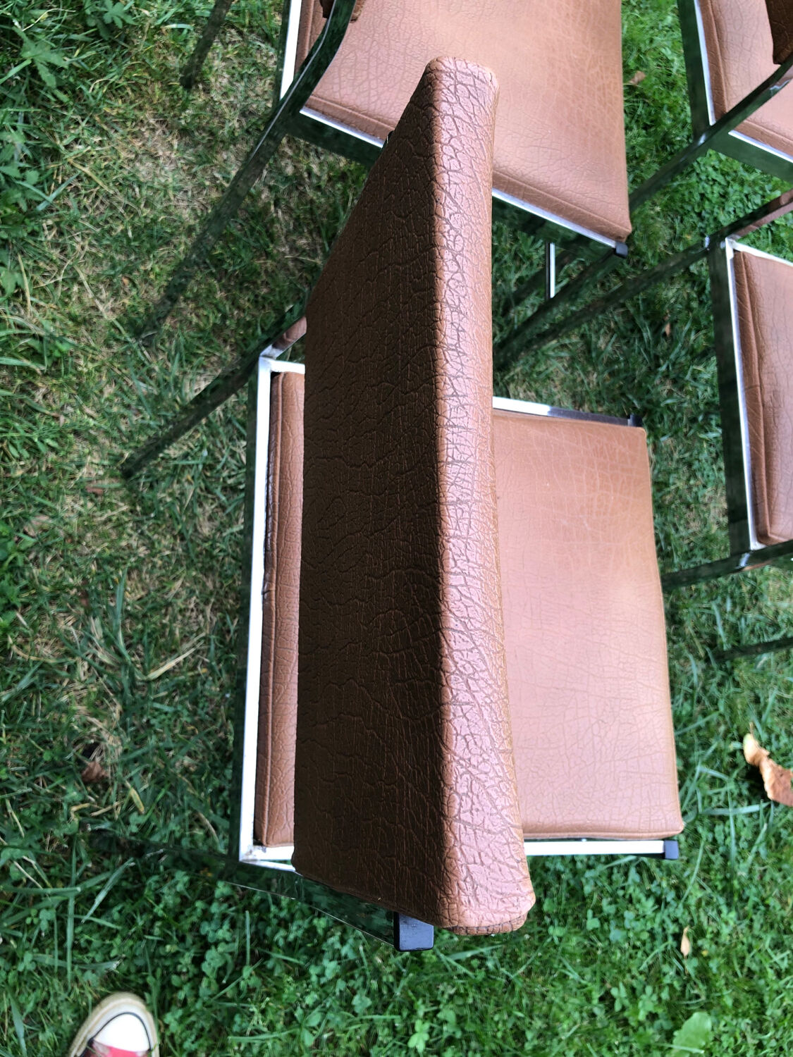 Skai and chrome chairs