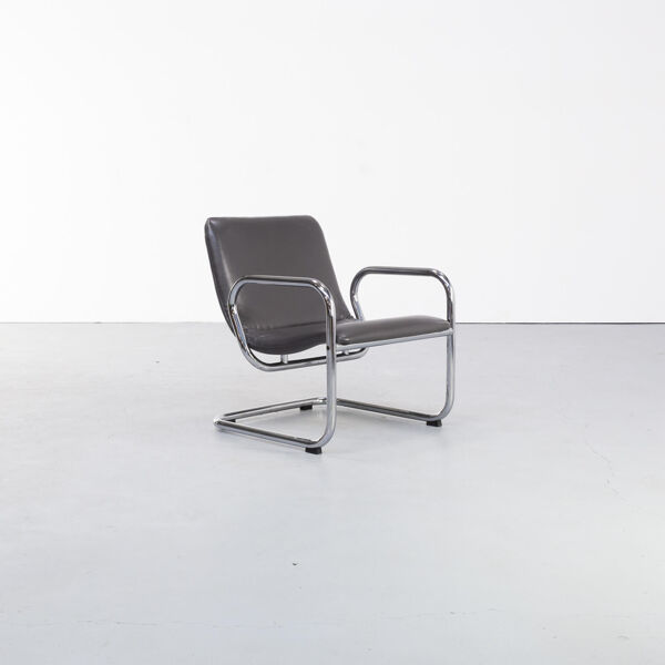 fauteuil tubulaire et salon en cuir bauhaus des années 80