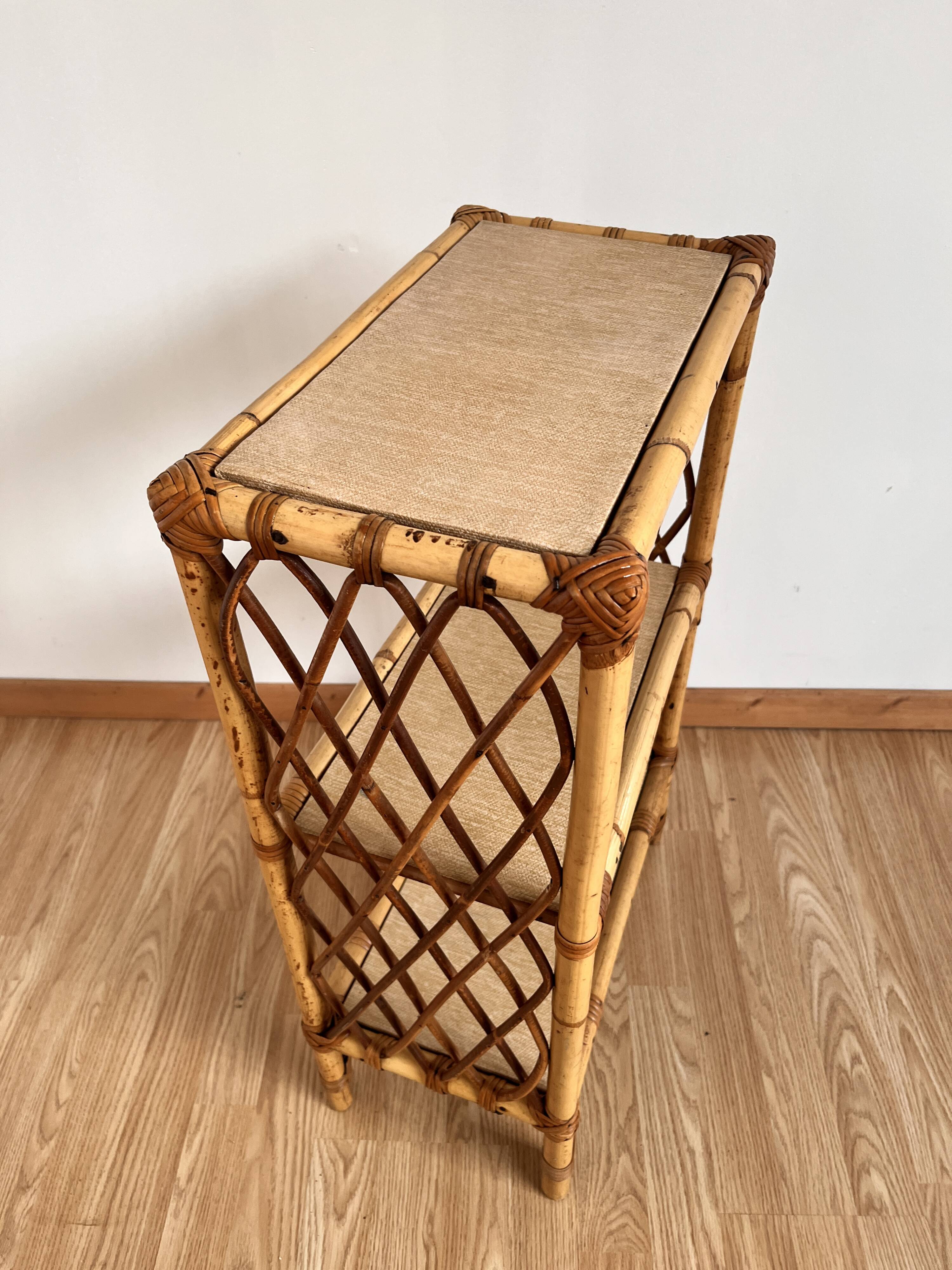 étagère biblothèque rotin