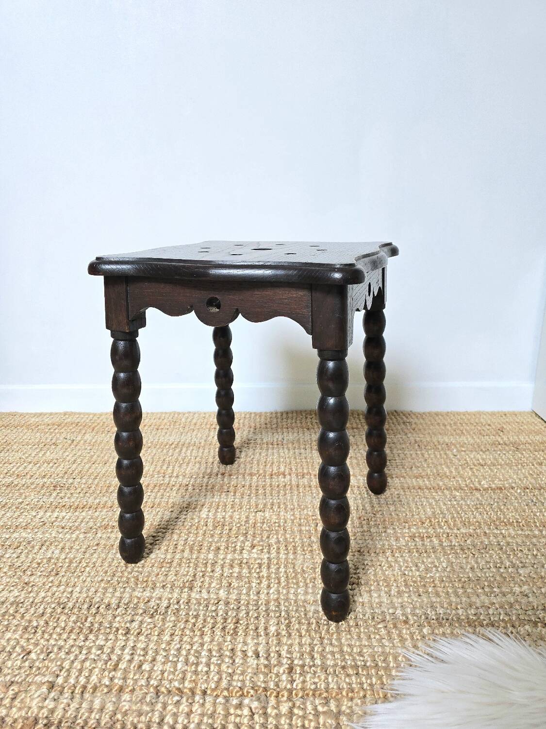Antique turned wood stool