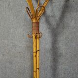 Antique bamboo and rattan coat rack, artistic work from the late 19th century.