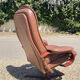 Scandinavian brown leather recliner lounge chair with ottoman, circa 1990