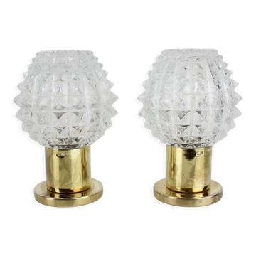Pair of table or wall lamps, preciosa, kamenický šenov, 1960's