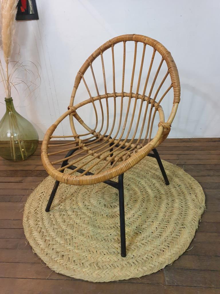 Osier basket armchairs in bamboo rattan