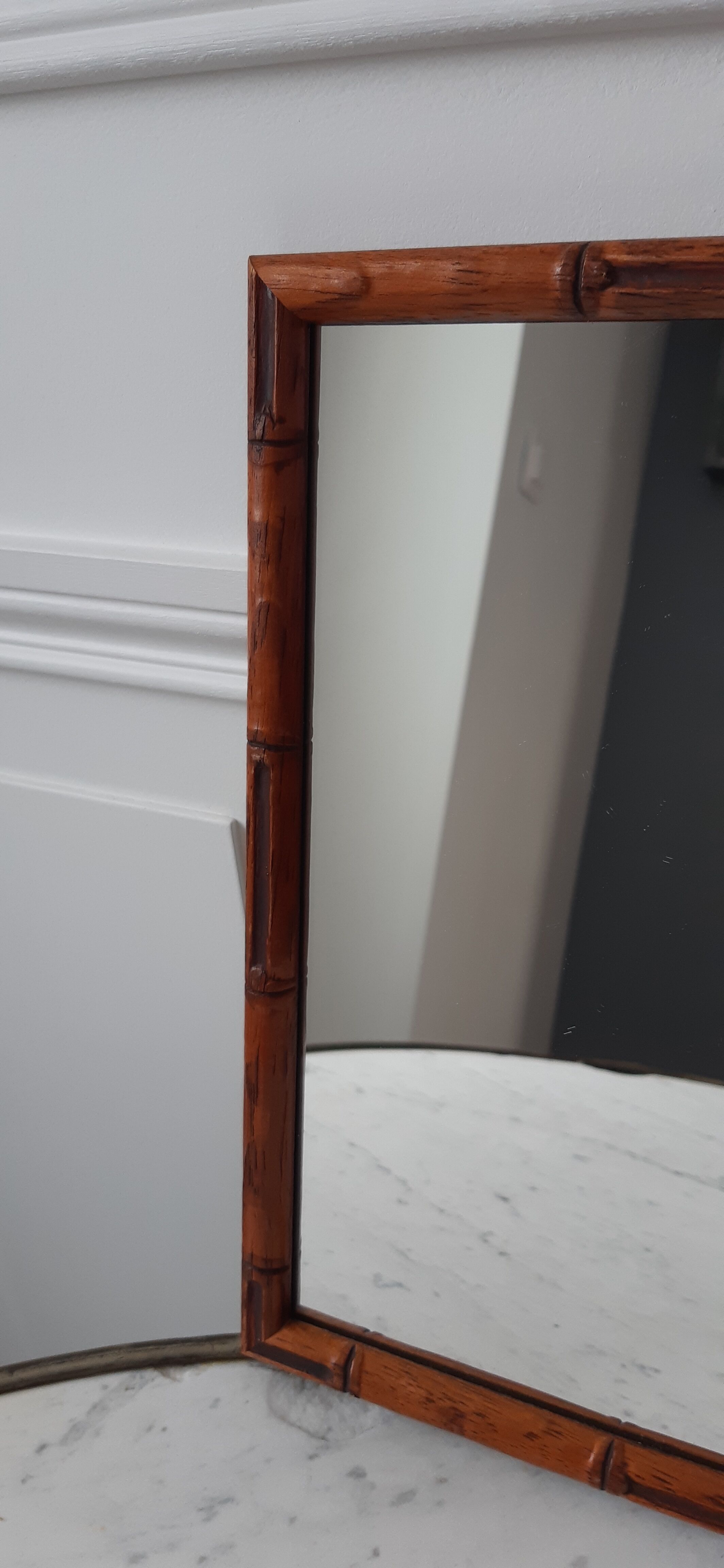 Mirror to install in carved wood bamboo way 50s
