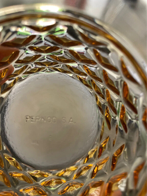 6 amber Pernod glasses