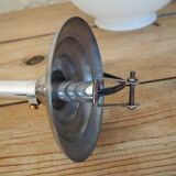 Art deco globe pendant light in white opaline and aluminum rod