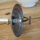 Art Deco suspension globe in white opaline with an aluminium stem.