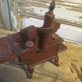 Stove, miniature cast iron stove + utensils