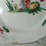 Plate faience plateviile st clement decor in chinese late 19th