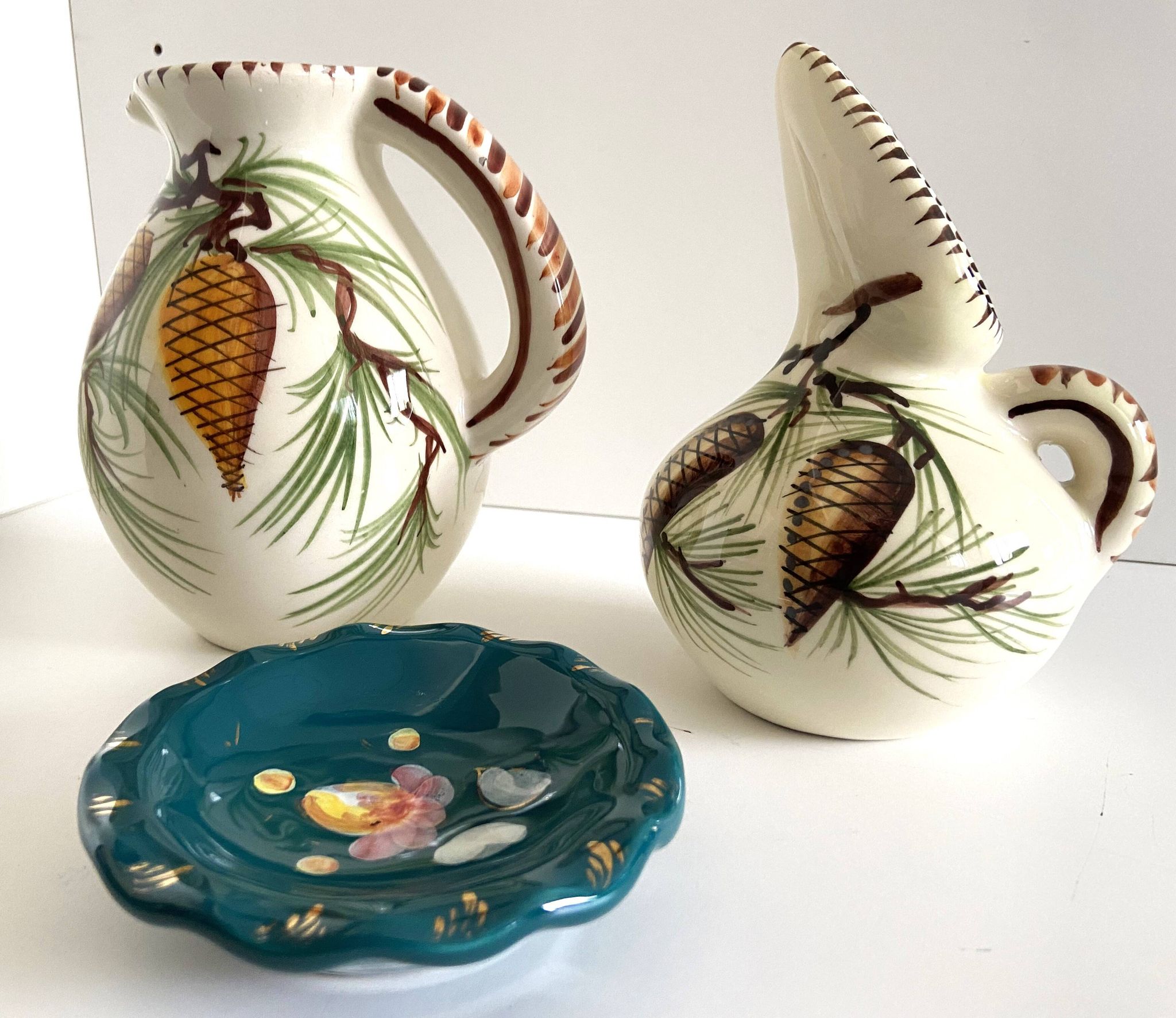 Marseille ceramic lot "alamar" pitcher jug pourer + ashtray pocket emptyer