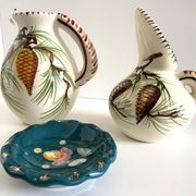 Marseille ceramic lot "alamar" pitcher jug pourer + ashtray pocket emptyer
