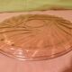 Plateau verre rose Art Deco et 7 verres Made in France