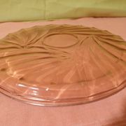 Art Deco pink glass tray and 7 glasses Made in France