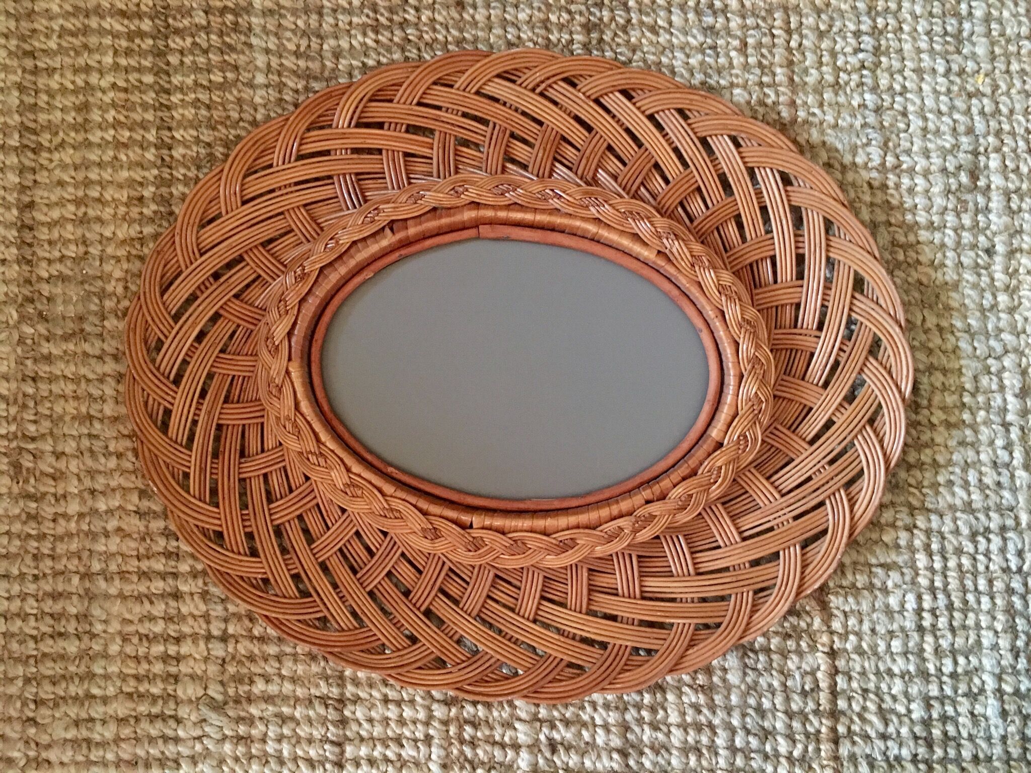 Rattan oval mirror 30x45cm