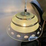 Suspension in green granite glass and transparent glass - gold edging