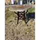 Vintage rattan table with reconstituted cement and stone top
