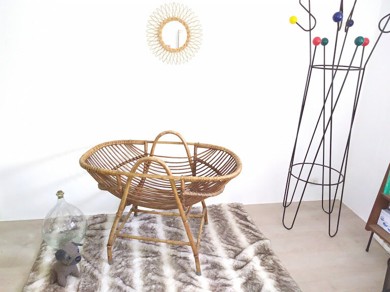 Vintage rattan cradle