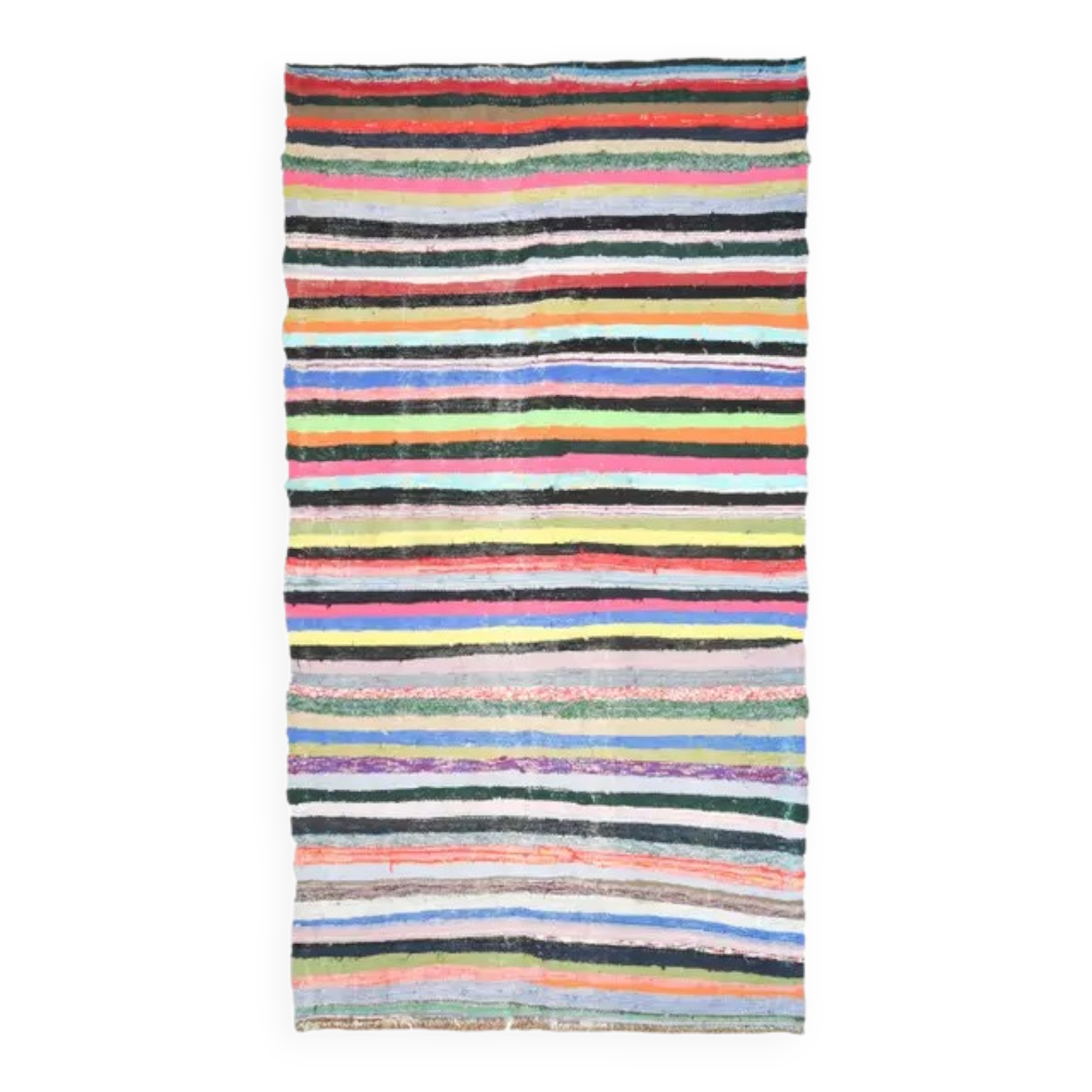 Vintage Turkish Oushak handmade wool cotton beige kilim runner 148x276