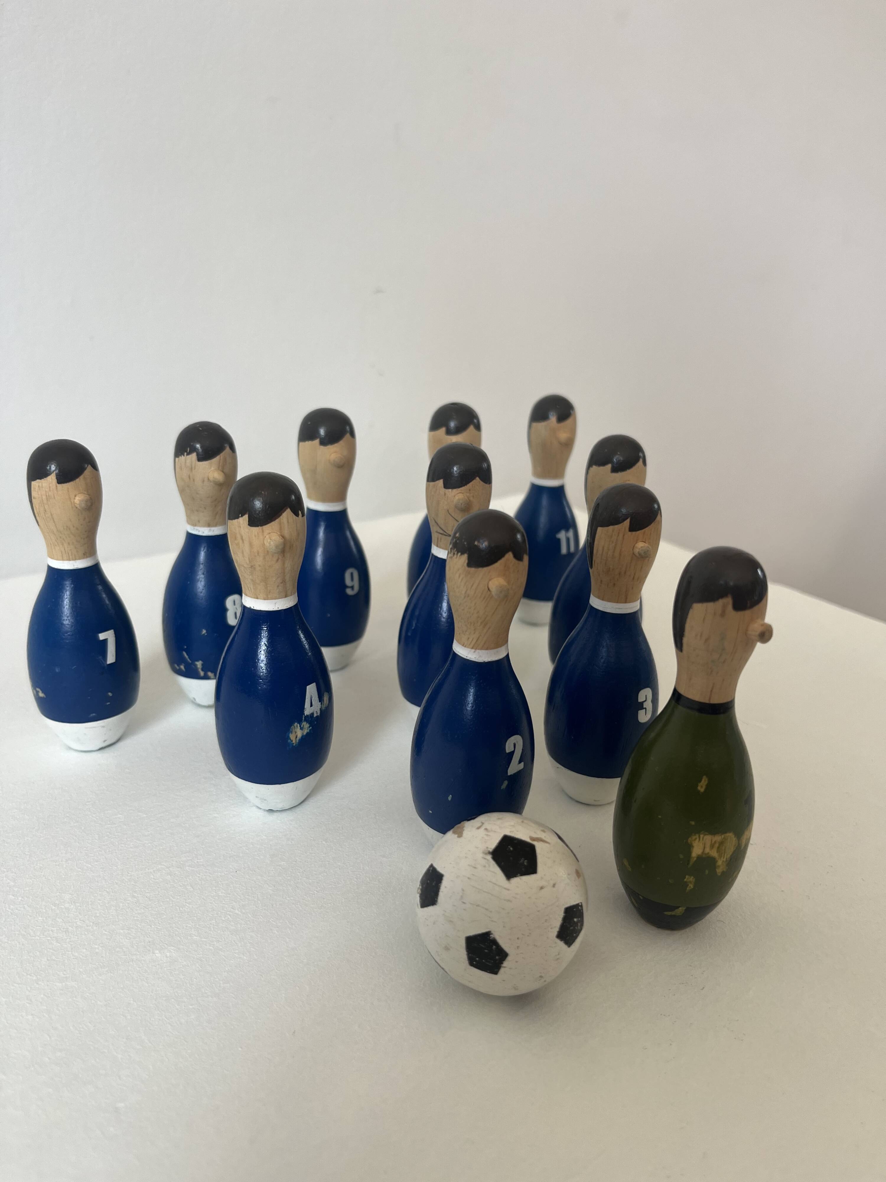 Wooden football bowling game