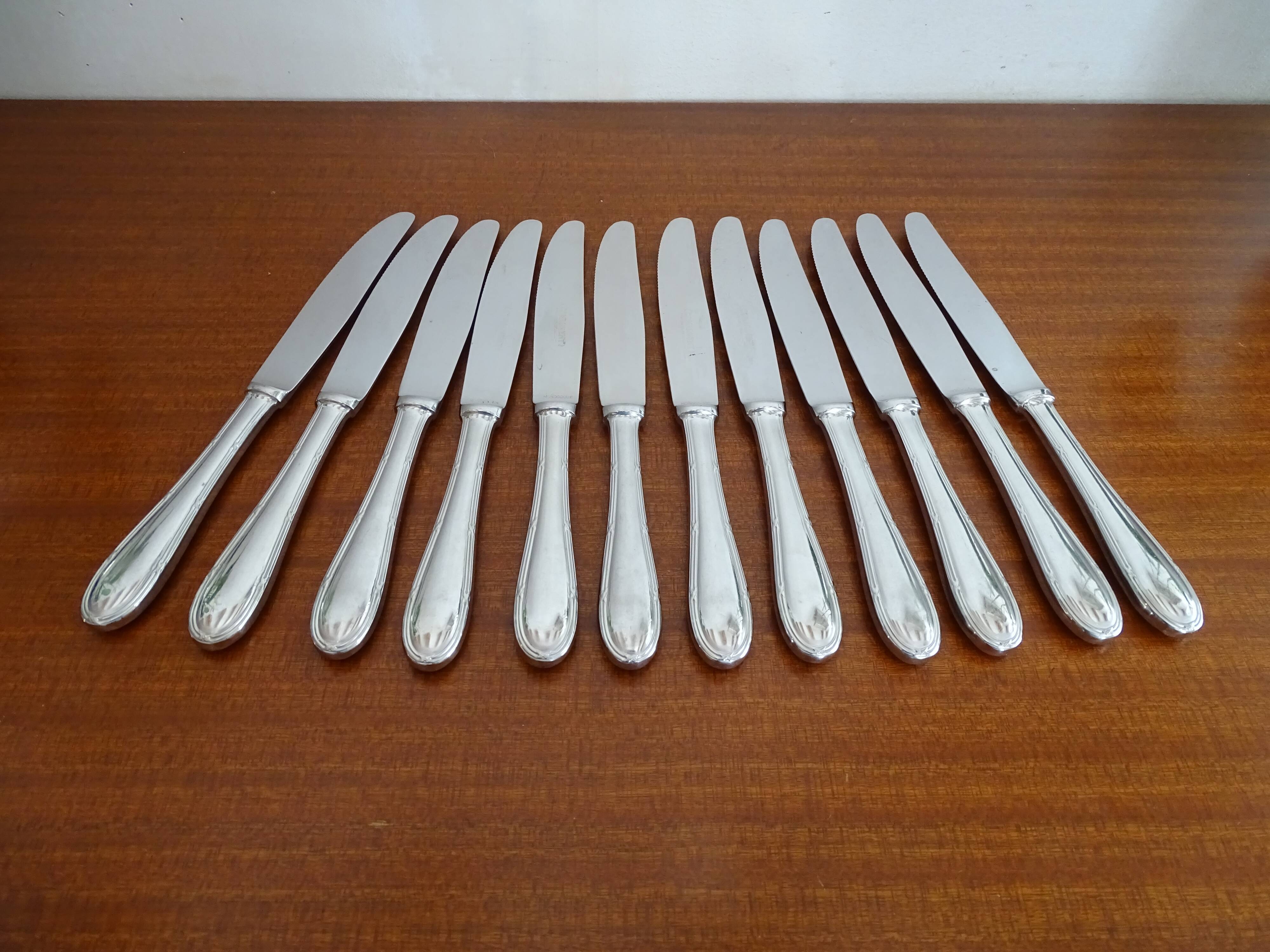 12 couteaux inox comargent monocoque style Louis XV