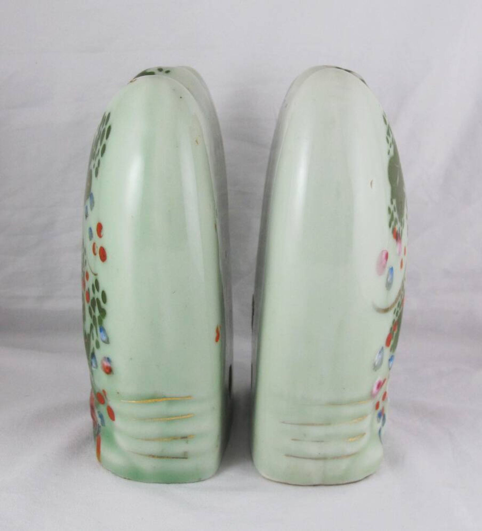 Paire de vases muraux céladon asiatiques, fin 19è siècle