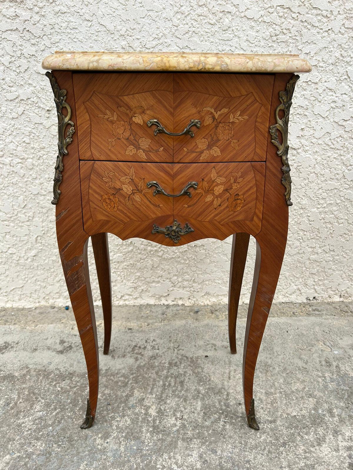 Pair of Louis XV style bedside tables in rosewood