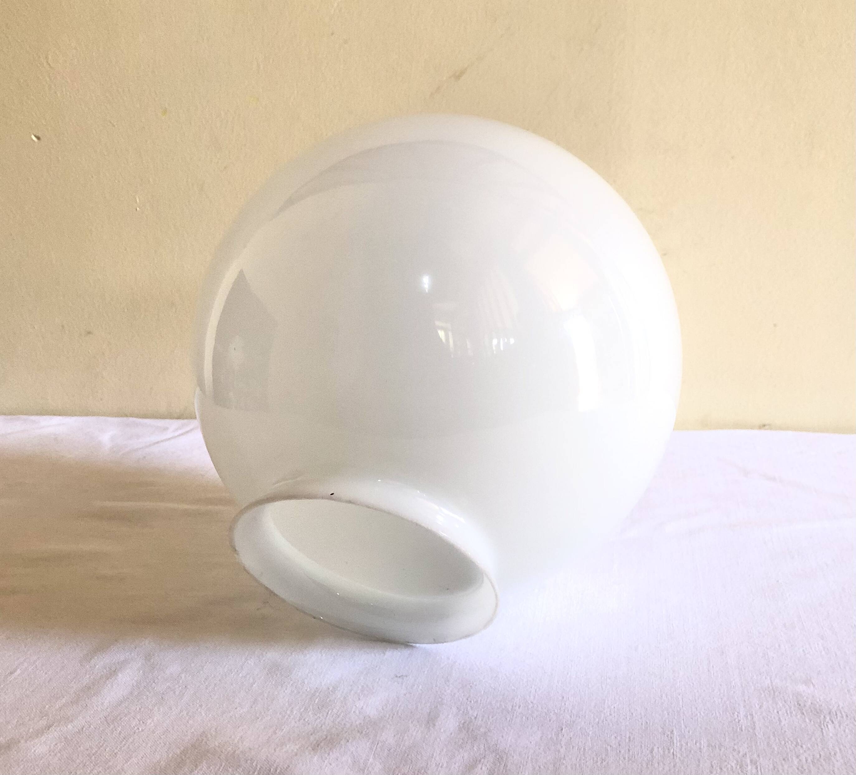 Vintage white opaline globe suspension