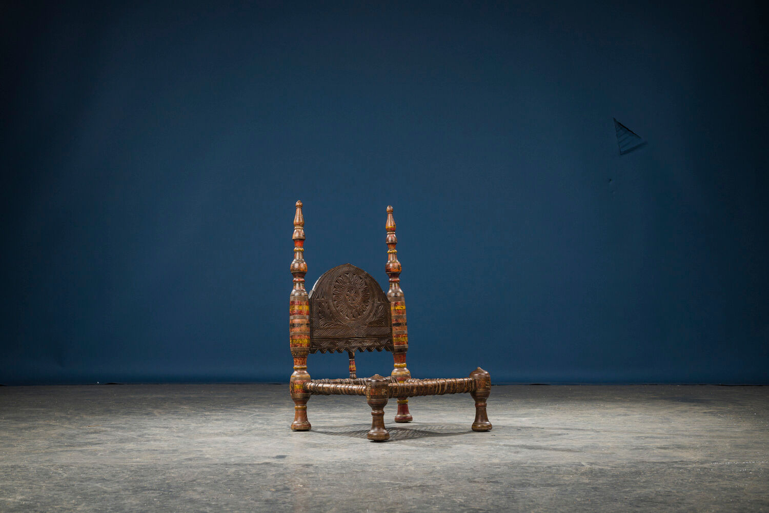 African Carved Wood & Rawhide Side Chair, 19th Century