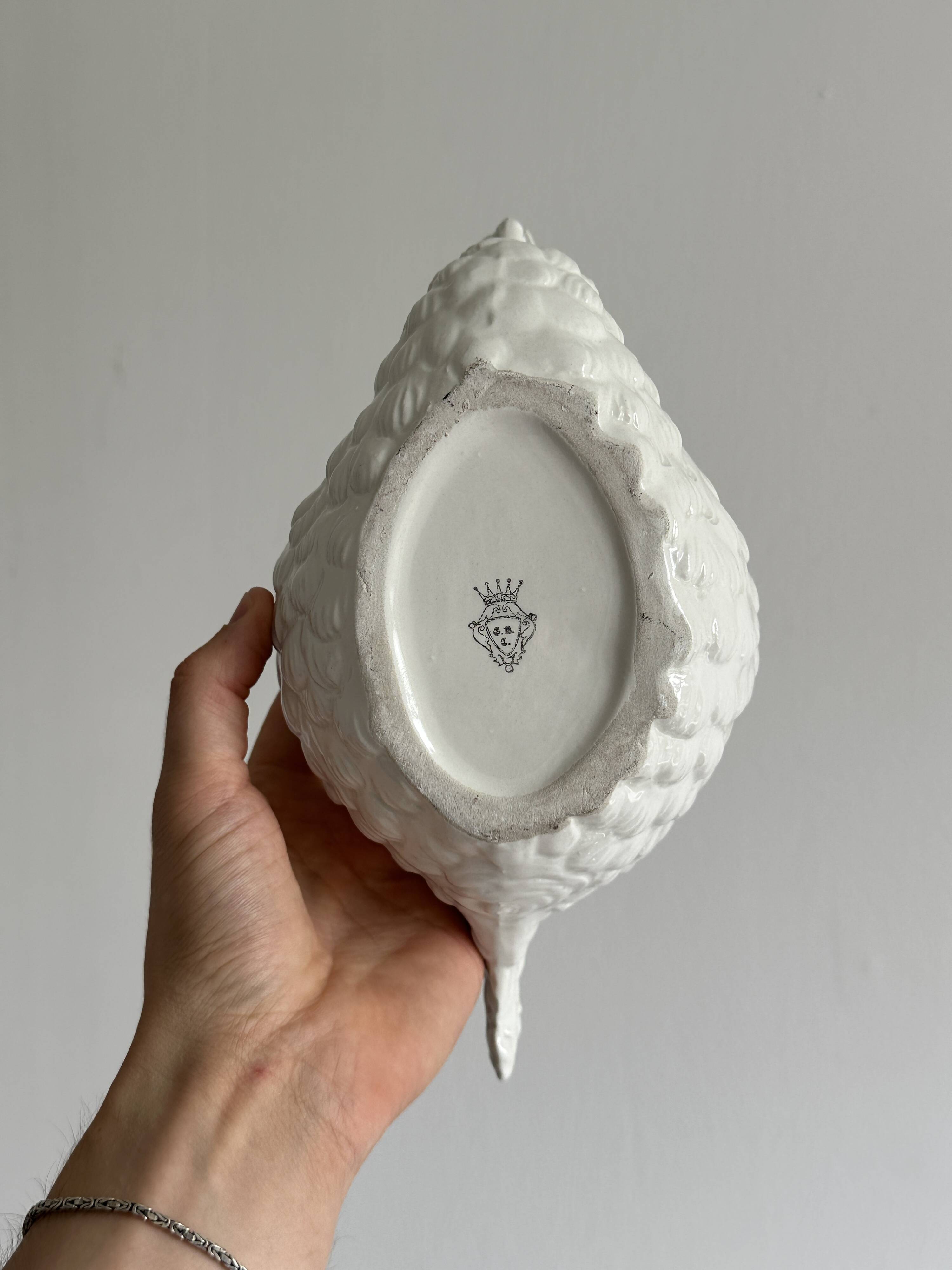 White ceramic egg basket