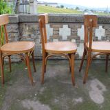 3 chaises de bistrot bois courbé